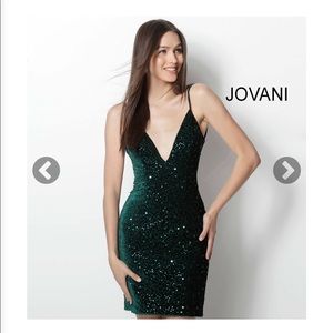 Jovani Velvet Green Cocktail Dress